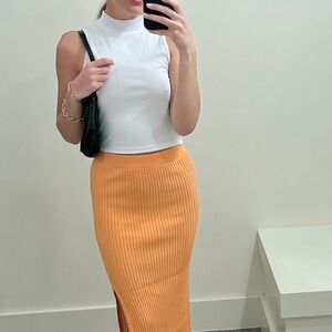 White mock neck stretchy tank top